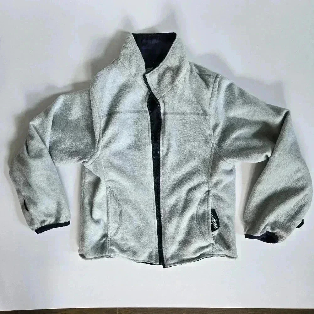 OshKosh reversible blue grey Camo fleece fall winter jacket boys size 8 - Picture 5 of 8